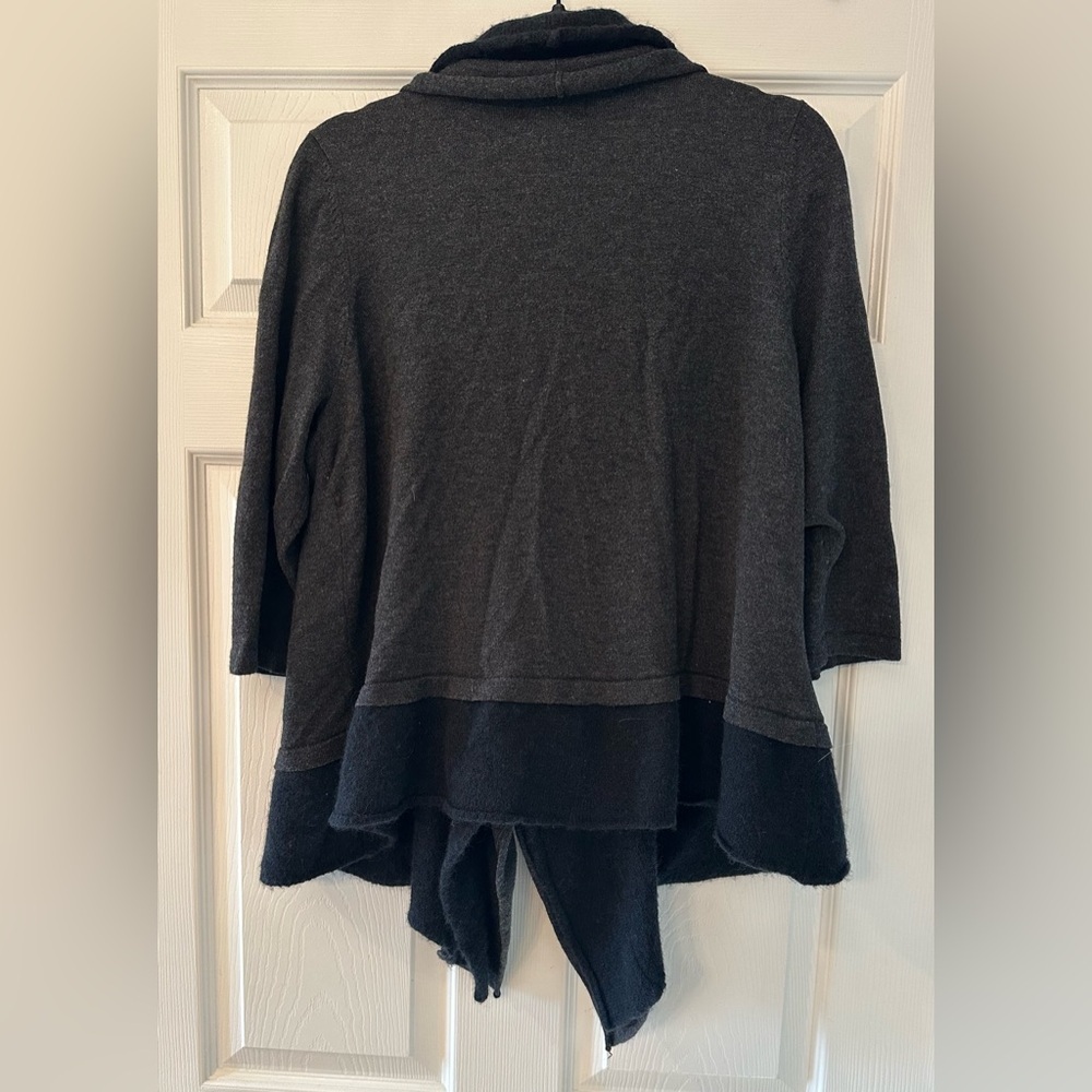 CYNTHIA ROWLEY 2X Gray Black Layered Ruffle Cardigan Sweater R $325 - Picture 6 of 16